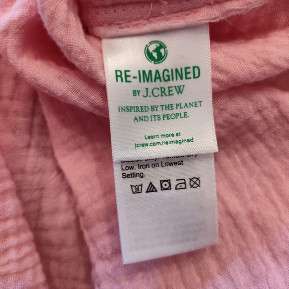 J Crew Reimagined Pink Cotton Gauze Long Sleeve Shirt Blouse Coastal Grandma - Picture 5 of 6